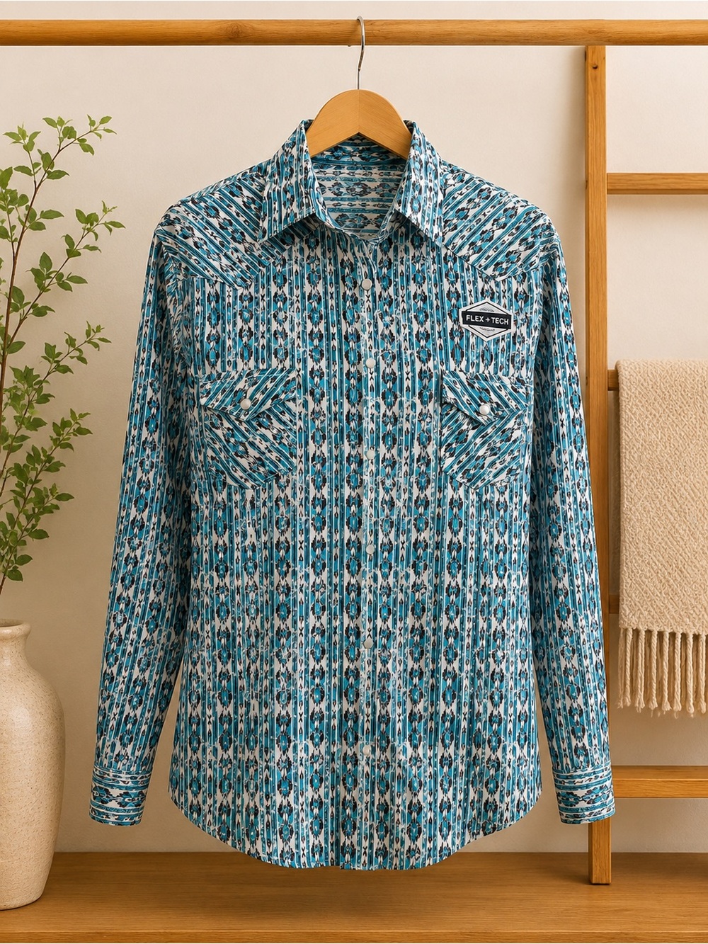 Panhandle Rough Stock Flex Tech Western Shirt Turquoise NWT Women’s L